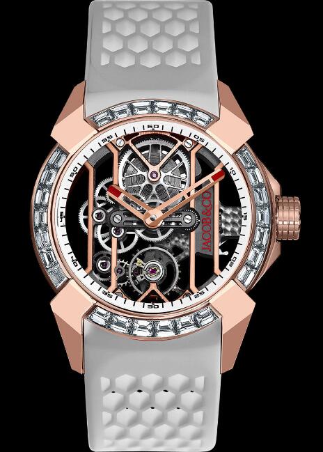 Review Jacob & Co Epic X Tourbillon Rose Gold Baguette White EX100.40.LD.OW.A Replica watch - Click Image to Close